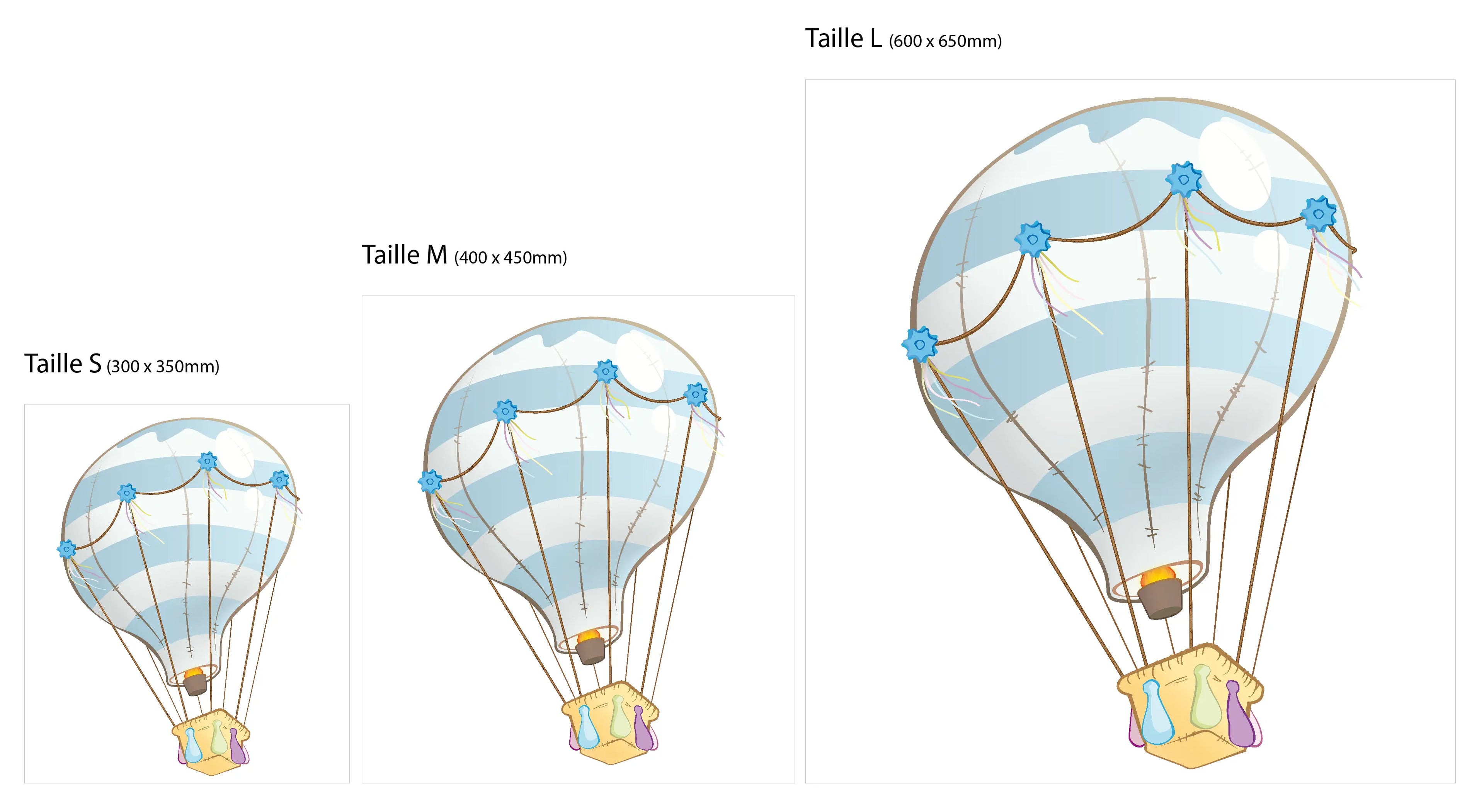 Stickers Montgolfière bleue pour chambre bébé