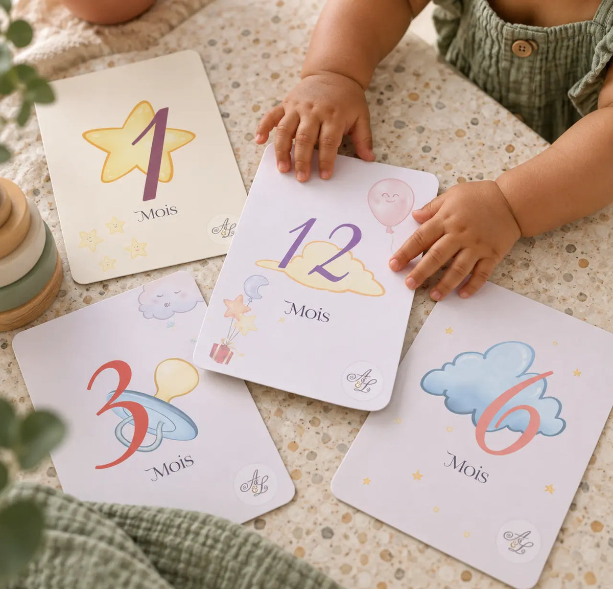 Cartes étapes bébé Montgolfière