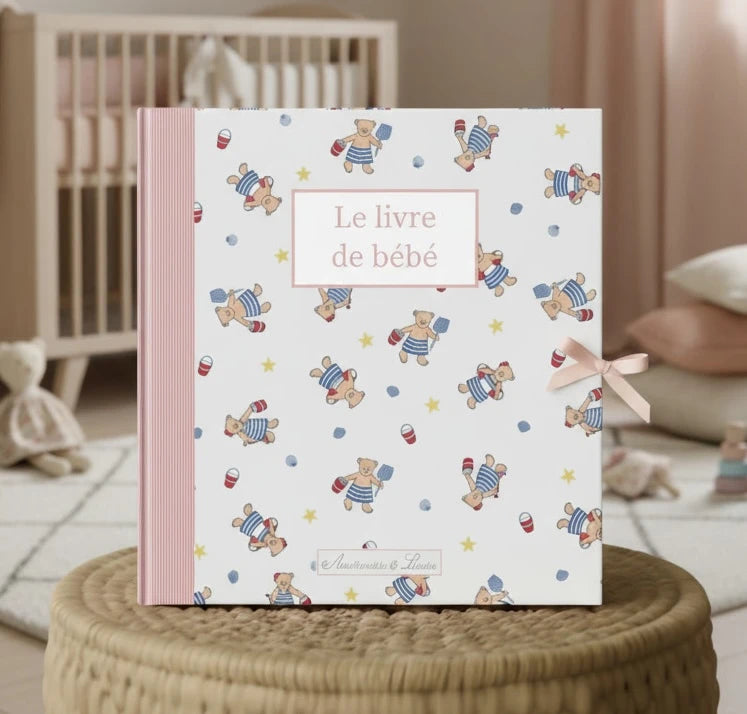 présentation album photo naissance ourson rose antoinette &amp; louis