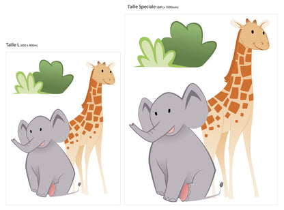Stickers éléphant girafe chambre bébé