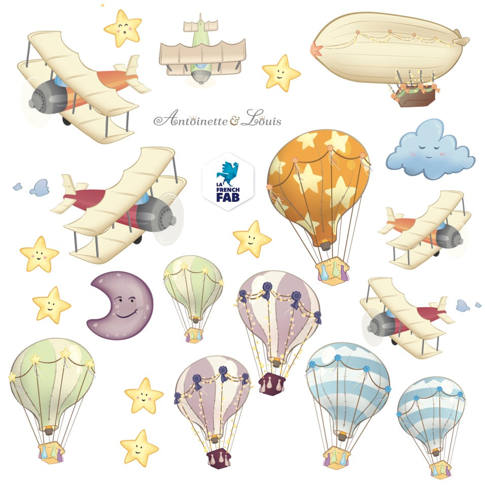 Stickers de naissance Montgolfière &amp; Avion