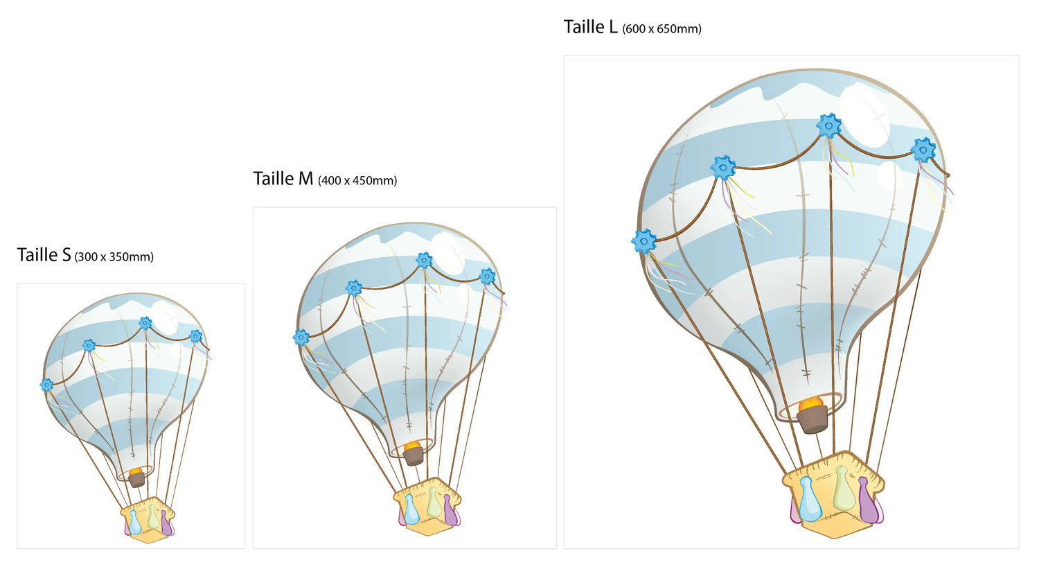 Stickers Montgolfière bleue pour chambre bébé