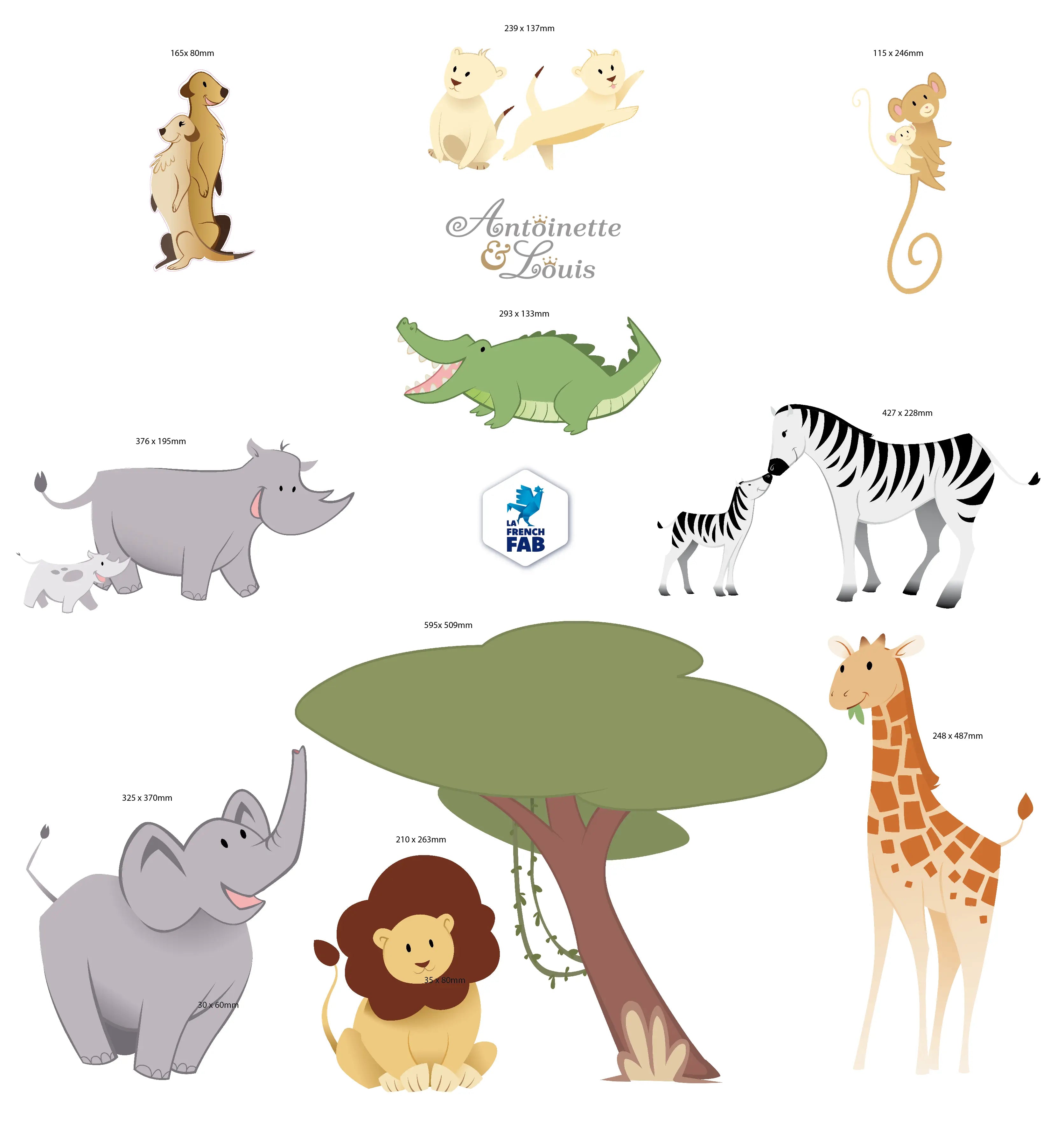Planche stickers animaux de la jungle