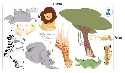 Planche stickers animaux de la jungle