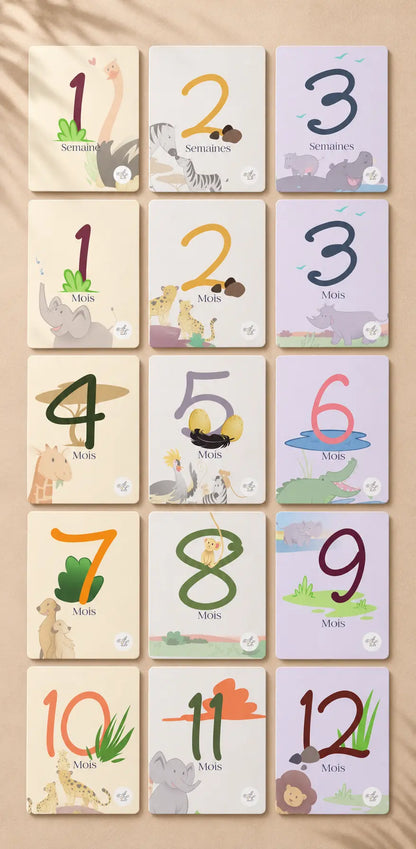 Cartes étapes bébé Jungle