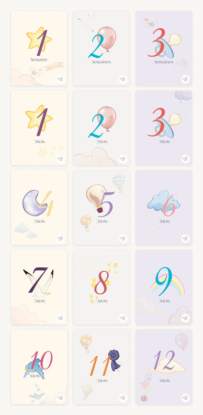 Cartes étapes bébé Montgolfière