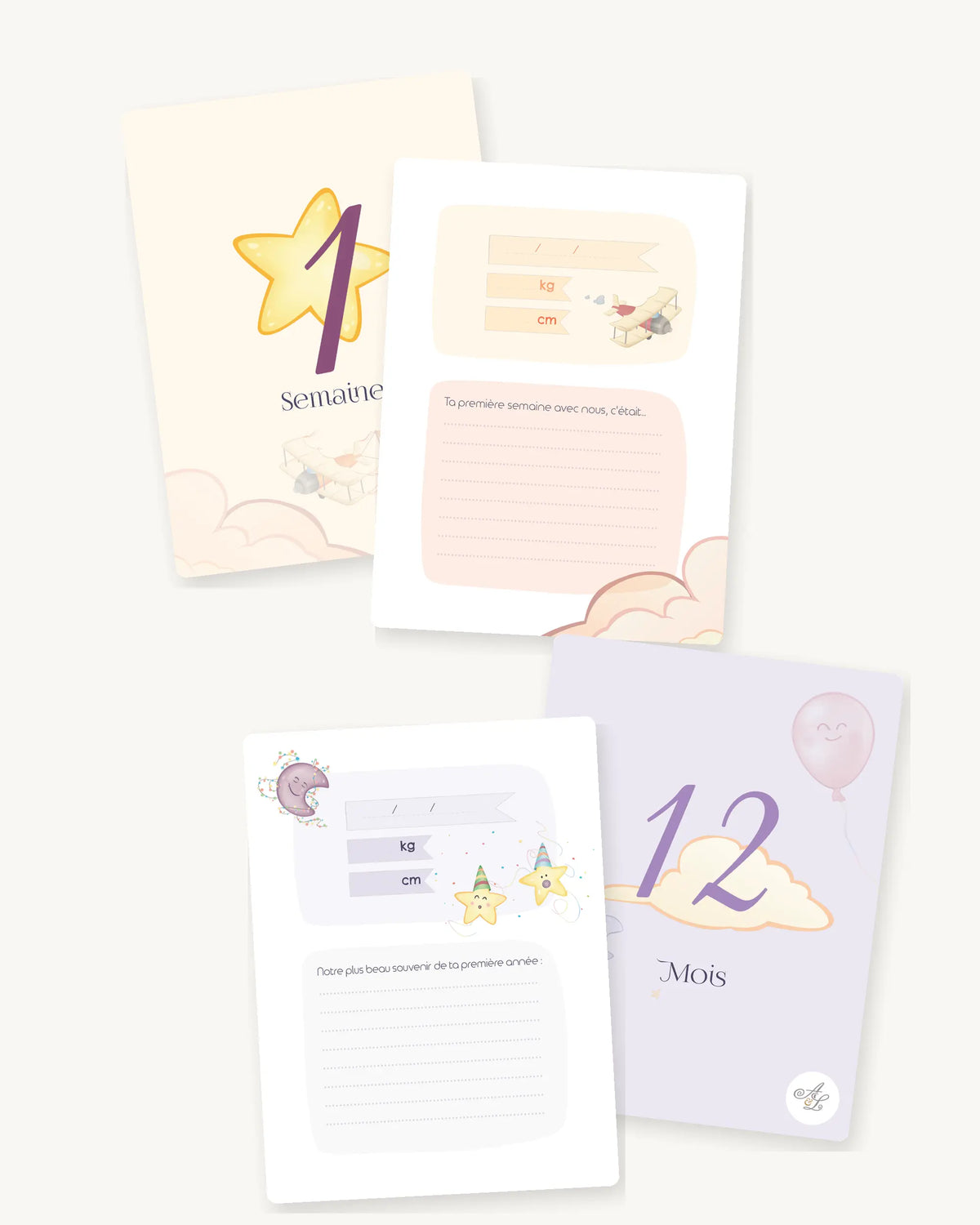 Cartes étapes bébé Montgolfière