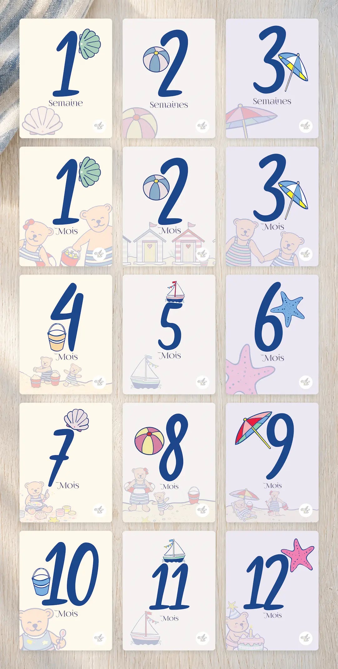 Cartes étapes bébé Ourson