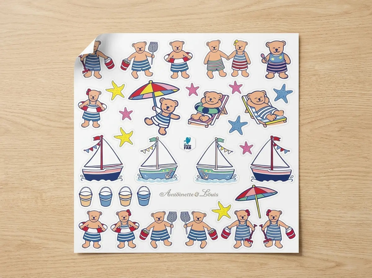 Stickers naissance ourson bleu