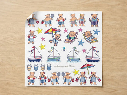 Stickers naissance ourson bleu