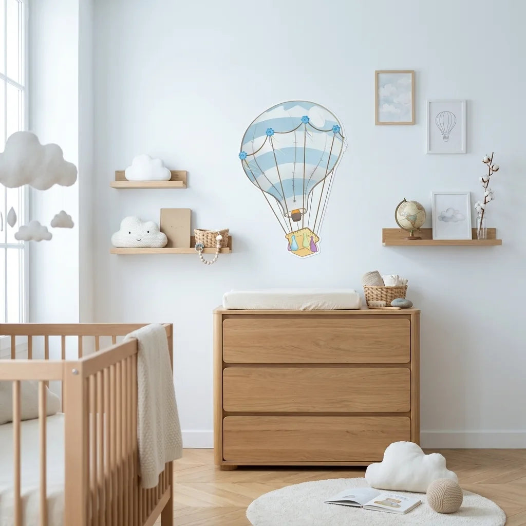 Stickers Montgolfière bleue pour chambre bébé