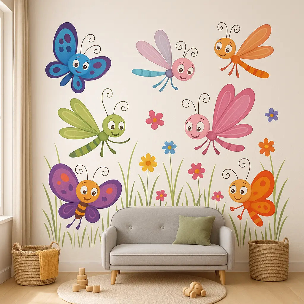 Stickers muraux papillons et libellules colorés pour chambre de bébé – Antoinette & Louis