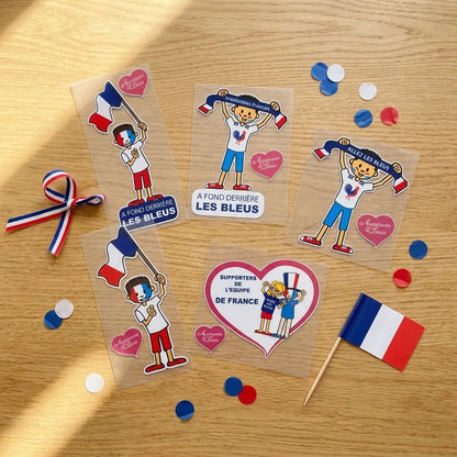 Pack 5 stickers enfant supporter équipe de France Foot - Coupe du monde 2026 